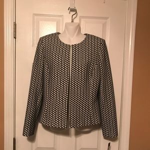 Tahari Black & White Textured Blazer